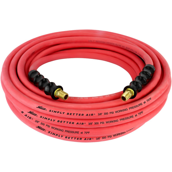 3/8" Ultra Lightweight Rubber Hose, 50' Air Hose w/ 1/4" NPT Male Inlet Thread Ends