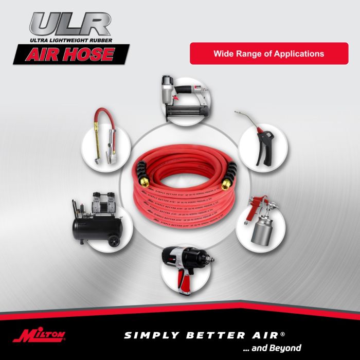 3/8" Ultra Lightweight Rubber Hose, 50' Air Hose w/ 3/8" NPT Male Inlet Thread Ends
