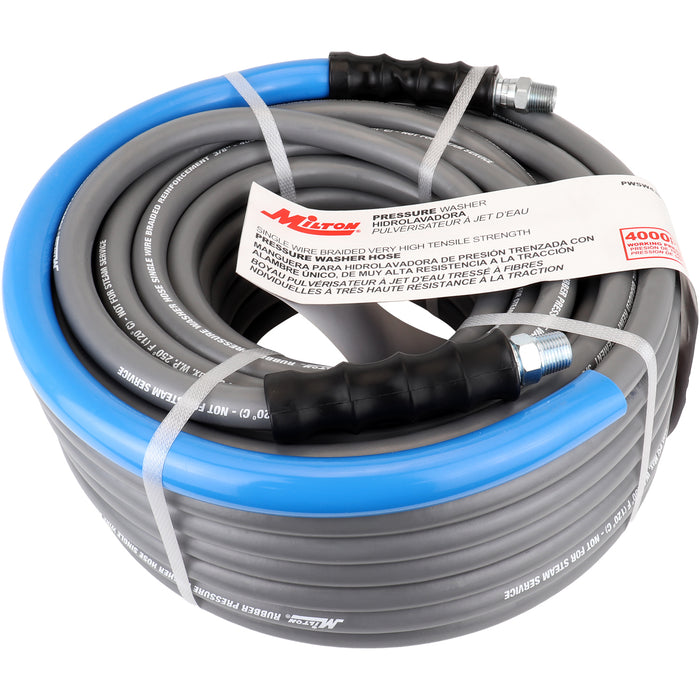 3/8" x 100' Single Wire Pressure Washer Hose Assembly -  3/8" MNPT Connections