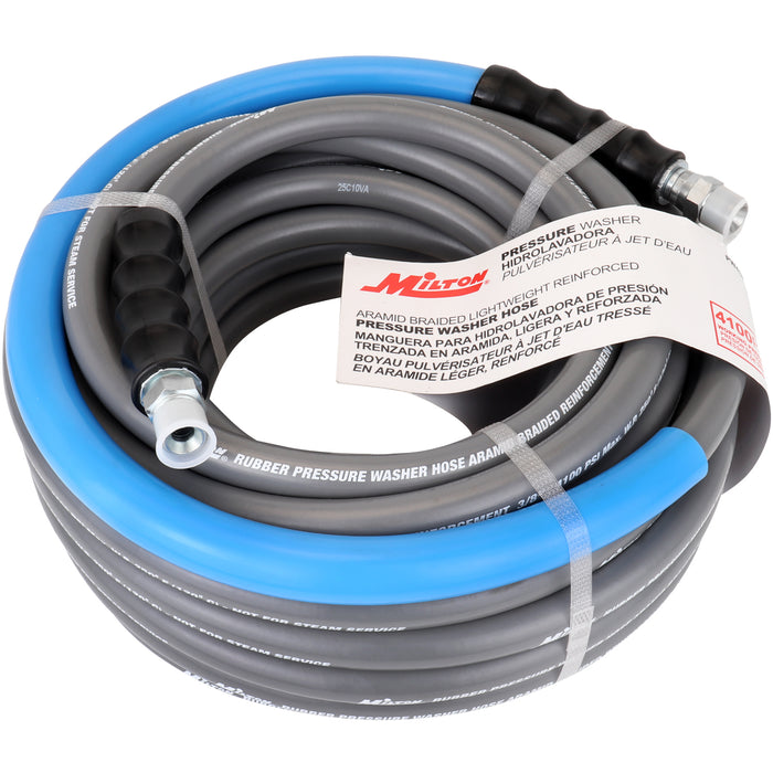 3/8" x 50' Aramid Braided Pressure Washer Hose Assembly - 3/8" MNPT Connections