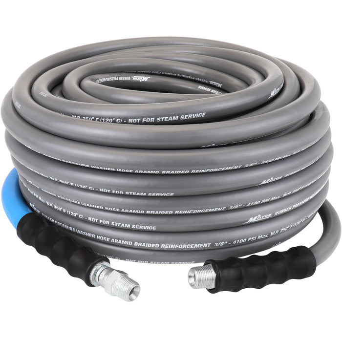 3/8" x 50' Single Wire Pressure Washer Hose Assembly - 3/8" MNPT Connections