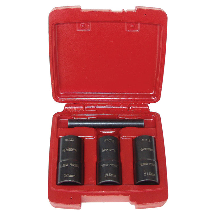 4 Pc. 1/2″ Drive Dual Sided Socket Lug Nut Removal Kit w/ Punch