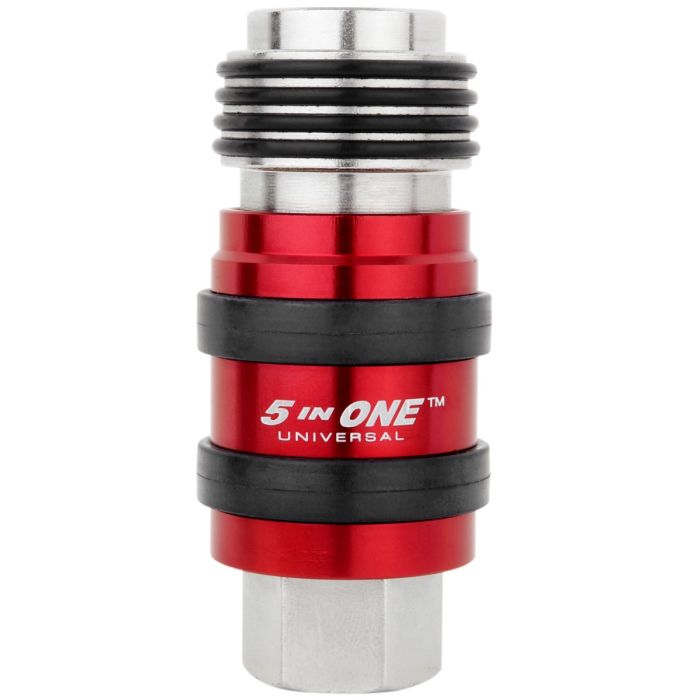 5 In ONE® Universal Coupler w/Safety Exhaust Quick-Connect, 1/4" Female NPT- PATENTED