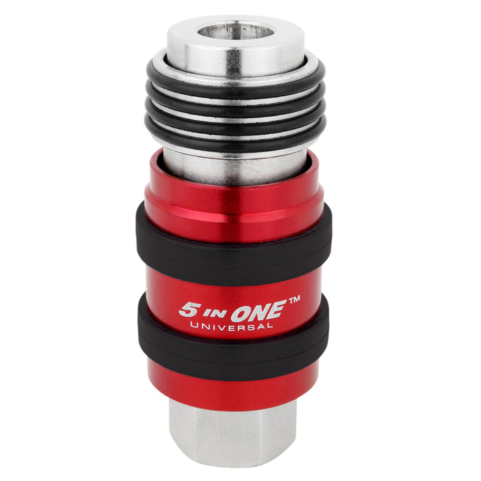 5 In ONE® Universal Coupler w/Safety Exhaust Quick-Connect, 1/4" Female NPT- PATENTED