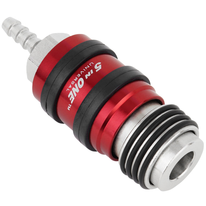 5 In ONE® Universal Safety Exhaust Hose Barb Industrial Coupler, 1/4" ID x 1/4" Flow Body