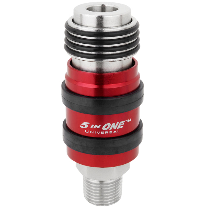 5 In ONE™ Universal Safety Exhaust Quick-Connect Industrial Coupler, 3/8" NPT