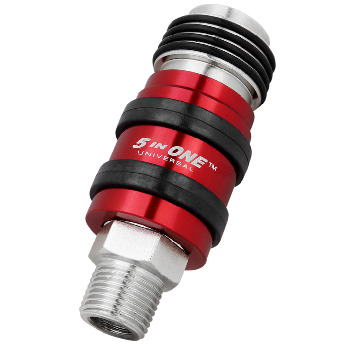 5 In ONE™ Universal Safety Exhaust Quick-Connect Industrial Coupler, 3/8" NPT