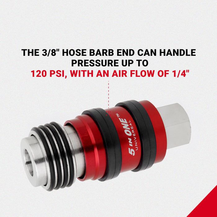 5 In ONE™ Universal Safety Exhaust Quick-Connect Industrial Coupler, 3/8" NPT