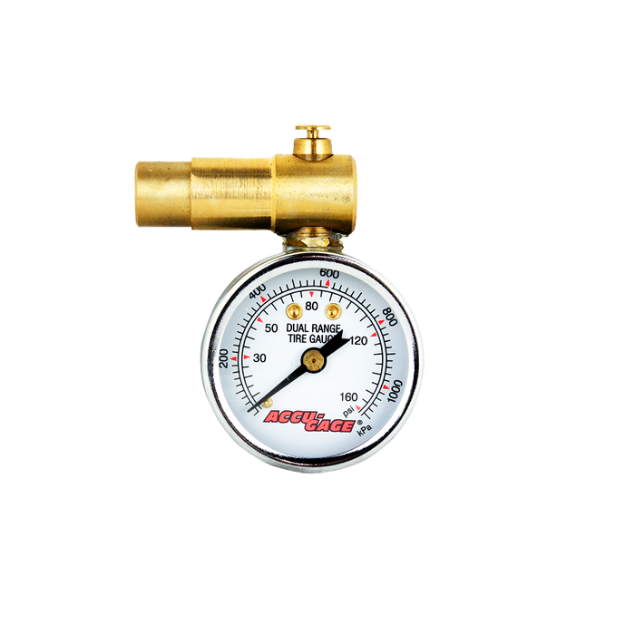 ACCU-GAGE® by Milton® Shrader Valve Bike Tire Pressure Gauge with Bleed Valve, for 0-160 PSI - ANSI Certified