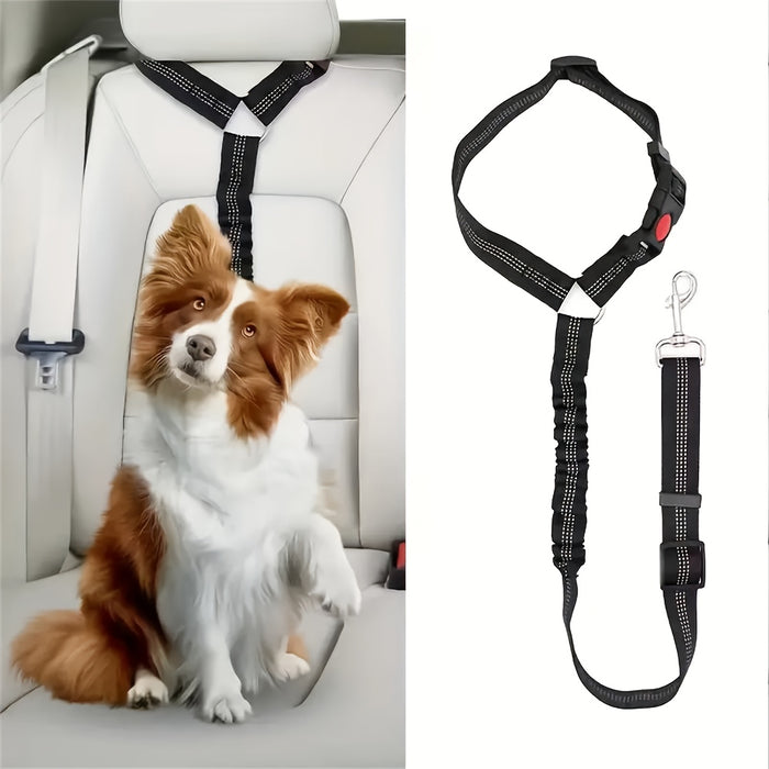 Adjustable Elastic Dog Seat Belt Leash with Shock Absorbing Bungee for Car Travel