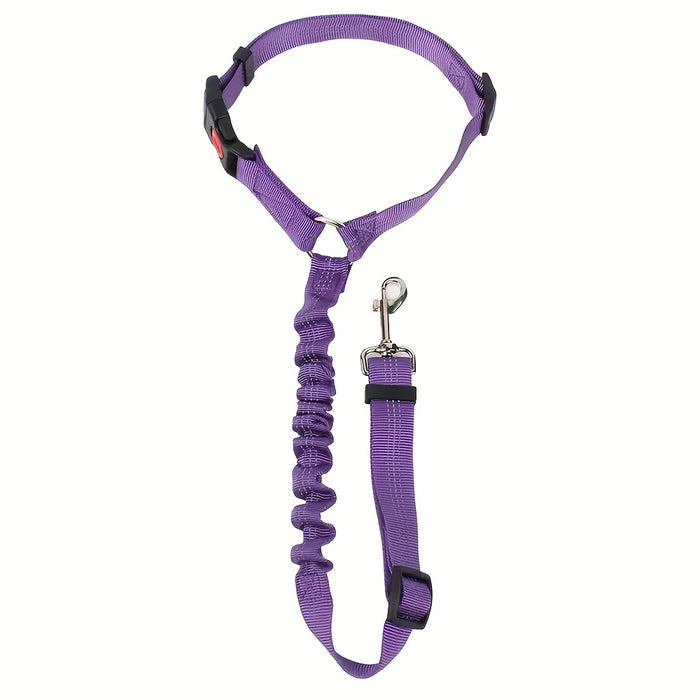 Adjustable Elastic Dog Seat Belt Leash with Shock Absorbing Bungee for Car Travel