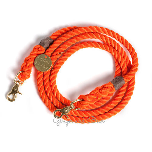 Adjustable Rope Dog Leash, Orange Rescue [FINAL SALE]