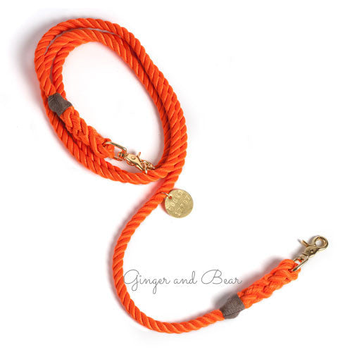 Adjustable Rope Dog Leash, Orange Rescue [FINAL SALE]