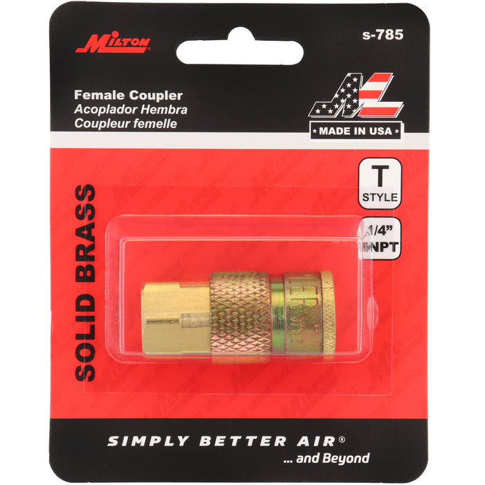 Air Compressor Quick Connect Fitting, 1/4" FNPT Female T-Style Coupler