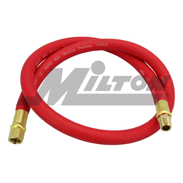 Air Leader Hose, 3/8" x 3 ft. Rubber Hose - 1/4" NPT Brass Ends, 300 Max PSI