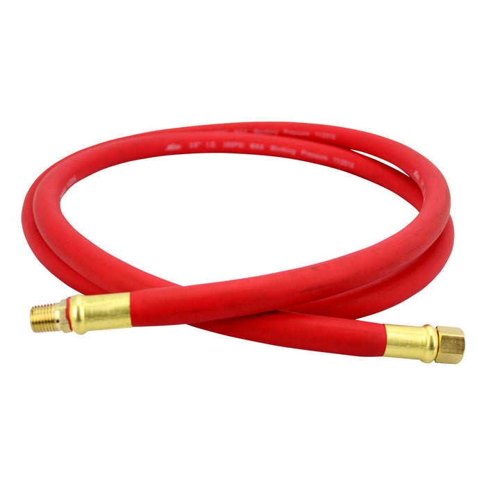 Air Leader Rubber Hose 3/8" x 6 ft., 1/4" NPT Brass Ends, 300 PSI Max