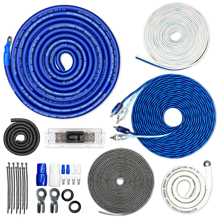 AMPKIT-0GA-ELITE // 0 Gauge 3500 Watt Amp Wiring Kit (OFC)