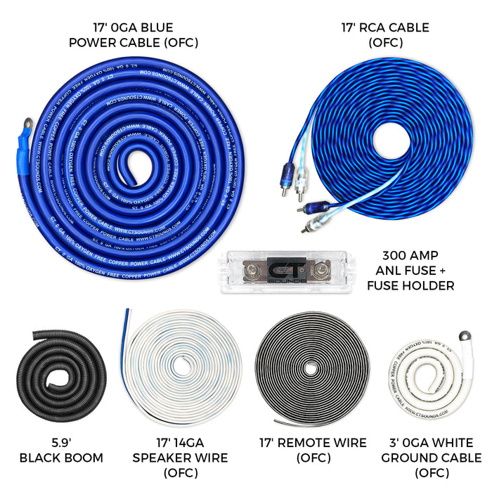 AMPKIT-0GA-ELITE // 0 Gauge 3500 Watt Amp Wiring Kit (OFC)