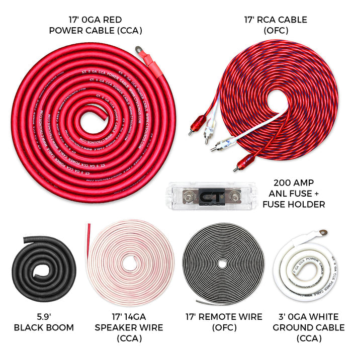 AMPKIT-0GA-PRO // 0 Gauge 2500 Watt Amp Wiring Kit