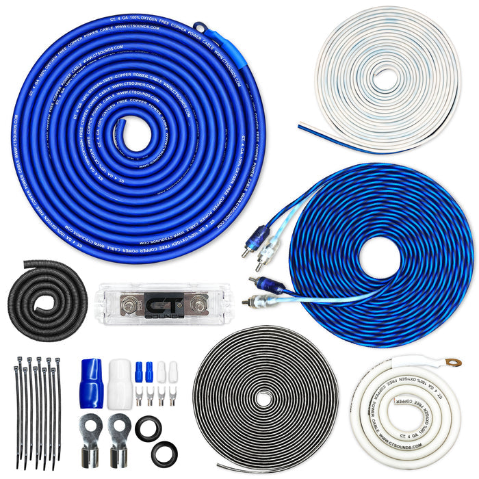 AMPKIT-4GA-ELITE // 4 Gauge 2000 Watt Amp Wiring Kit (OFC)