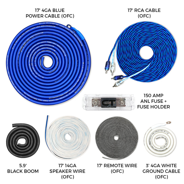 AMPKIT-4GA-ELITE // 4 Gauge 2000 Watt Amp Wiring Kit (OFC)