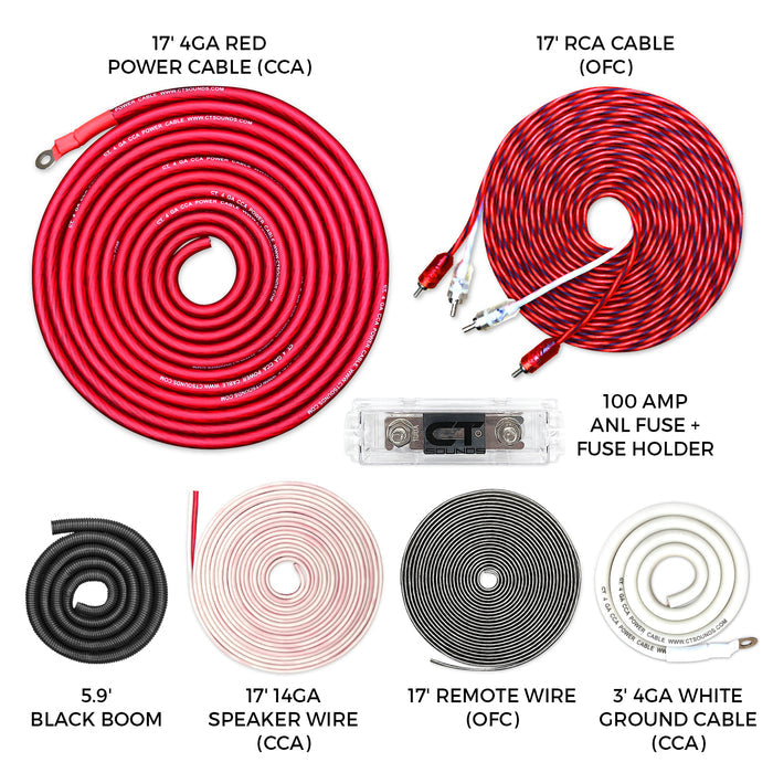 AMPKIT-4GA-PRO // 4 Gauge 1250 Watt Amp Wiring Kit