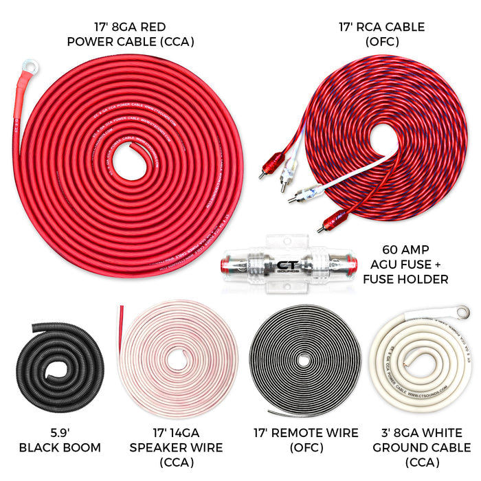 AMPKIT-8GA-PRO // 8 Gauge 800 Watt Amp Wiring Kit