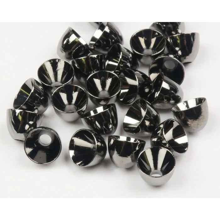 Brass Cone Heads in nickel – bright silver finish perfect for baitfish imitations and high-contrast streamer designs.