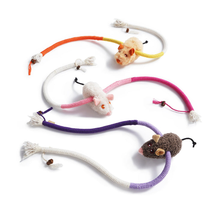 Cat Chew Rope Toys with Catnip Mice Interactive Teething Toy Set