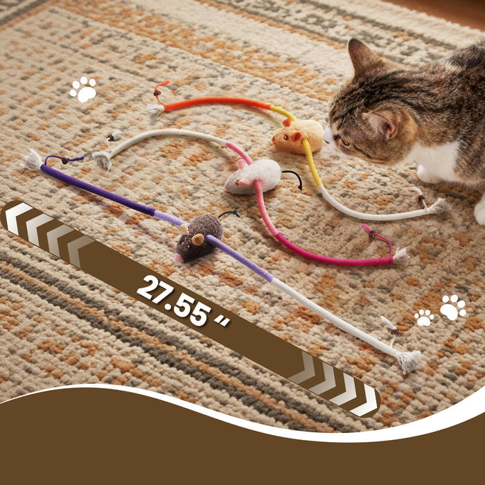 Cat Chew Rope Toys with Catnip Mice Interactive Teething Toy Set