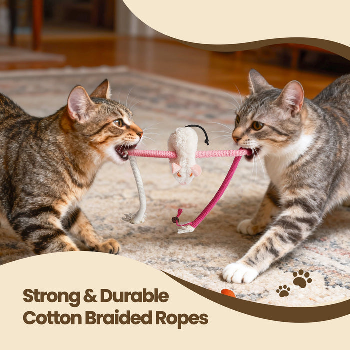 Cat Chew Rope Toys with Catnip Mice Interactive Teething Toy Set