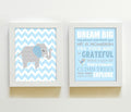 Chevron Dream Big Inspirational Rhyme Elephant Theme - Set of 2 - Unframed Prints - MuralMax Interiors