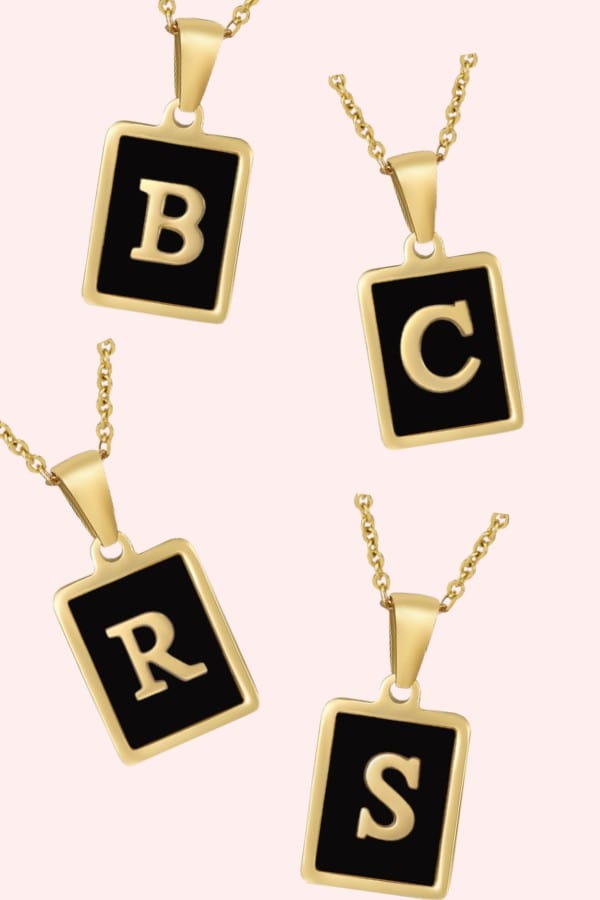 Classy Black Initial Monogram Necklace - Infinity Raine