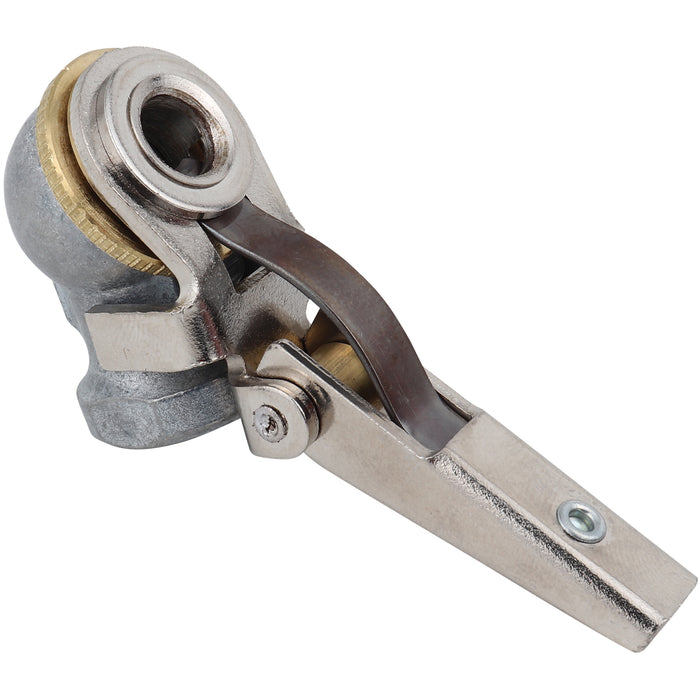 Closed Ball Air Chuck with Safety Clip-on Grip, 1/4" FNPT, Tire Pressure Gauge, Air Hose Quick Connect Adapter, 698