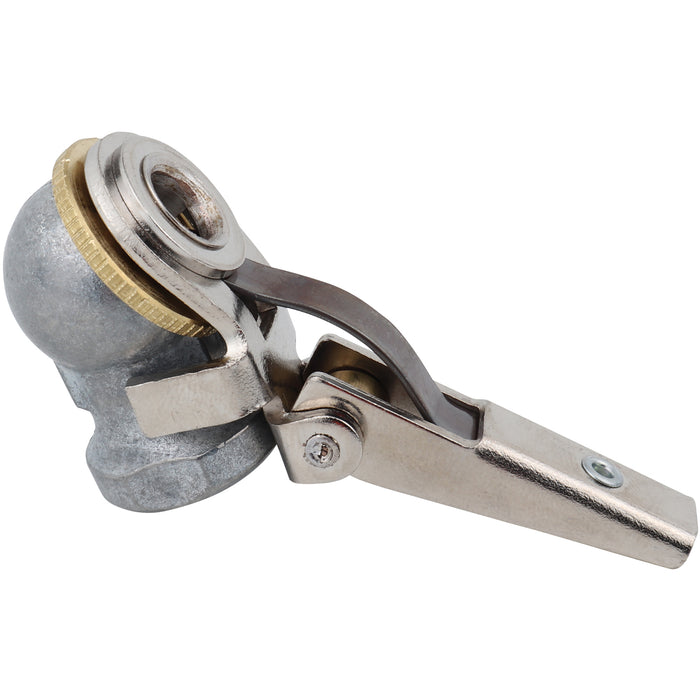 Closed Ball Air Chuck with Safety Clip-on Grip, 1/4" FNPT, Tire Pressure Gauge, Air Hose Quick Connect Adapter, 698