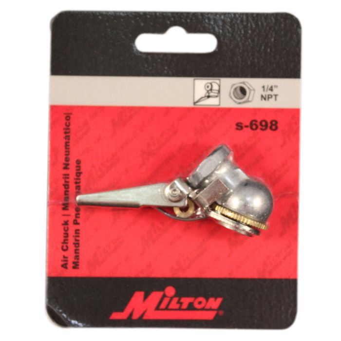 Closed Ball Air Chuck with Safety Clip-on Grip, 1/4" FNPT, Tire Pressure Gauge, Air Hose Quick Connect Adapter, 698