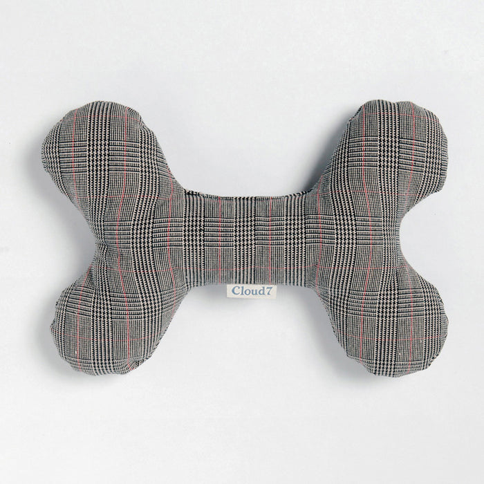 Cloud7 Love Bone Plaid, Organic Cotton Squeaky Dog Toy