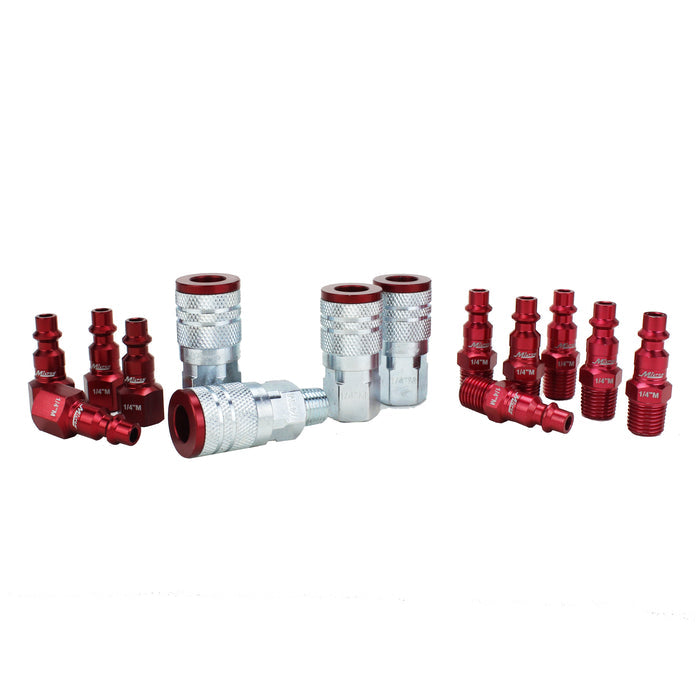 COLORFIT® Coupler & Plug Kit - M-STYLE® - 1/4" NPT Red Couplers & Plugs