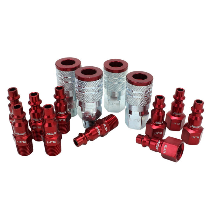 COLORFIT® Coupler & Plug Kit - M-STYLE® - 1/4" NPT Red Couplers & Plugs