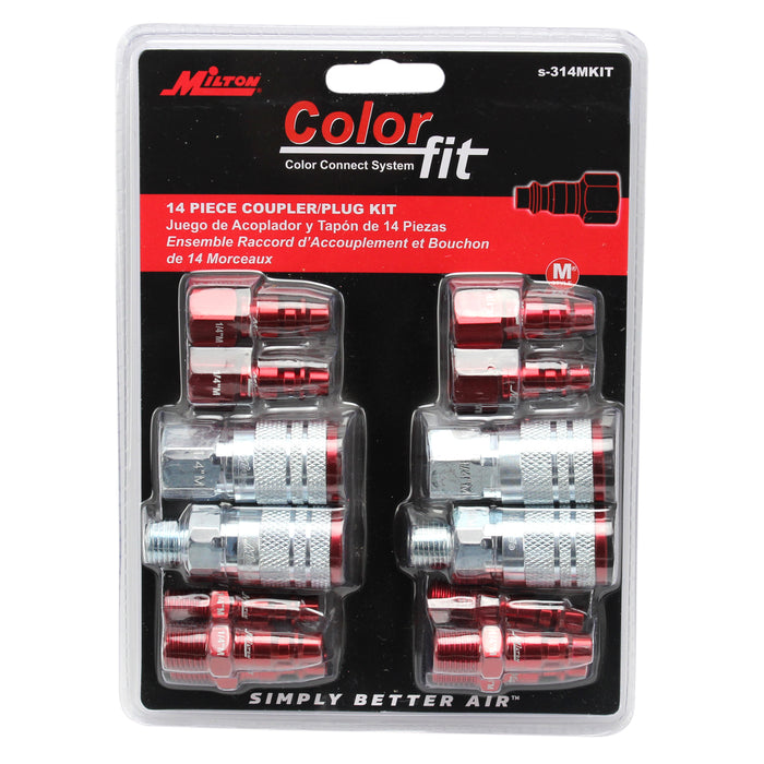 COLORFIT® Coupler & Plug Kit - M-STYLE® - 1/4" NPT Red Couplers & Plugs