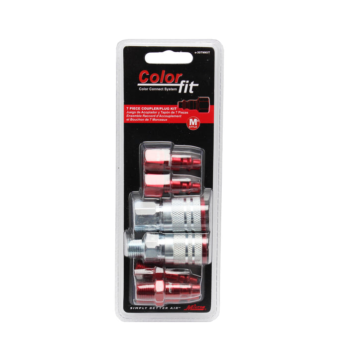 COLORFIT® Coupler & Plug Kit - (M-STYLE®, Red) - 1/4" NPT (7-Piece)
