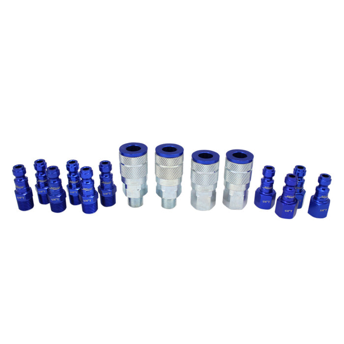 COLORFIT® Coupler & Plug Kit - (T-Style, Blue) - 1/4" NPT (14-Piece)