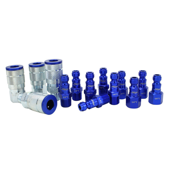 COLORFIT® Coupler & Plug Kit - (T-Style, Blue) - 1/4" NPT (14-Piece)