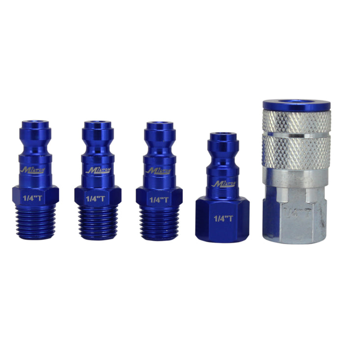 COLORFIT® Coupler & Plug Kit - (T-Style, Blue) - 1/4" NPT (5-Piece)