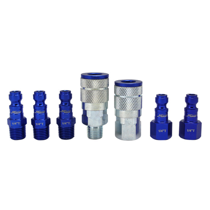 COLORFIT® Coupler & Plug Kit - (T-Style, Blue) - 1/4" NPT (7-Piece)