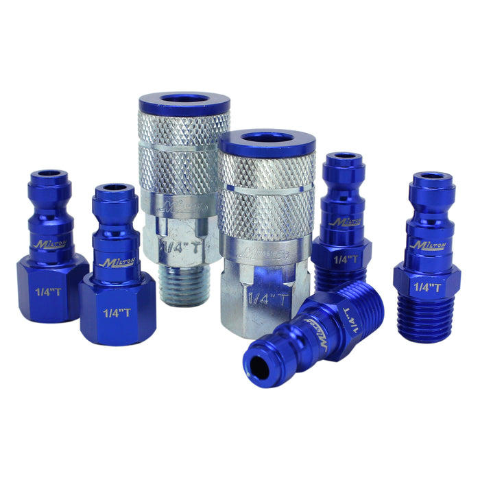 COLORFIT® Coupler & Plug Kit - (T-Style, Blue) - 1/4" NPT (7-Piece)