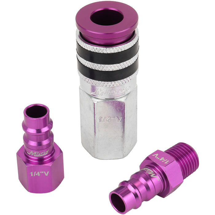 Colorfit Coupler & Plug Set with Rubber Bumpers, V-Style High Flow 1/4" NPT