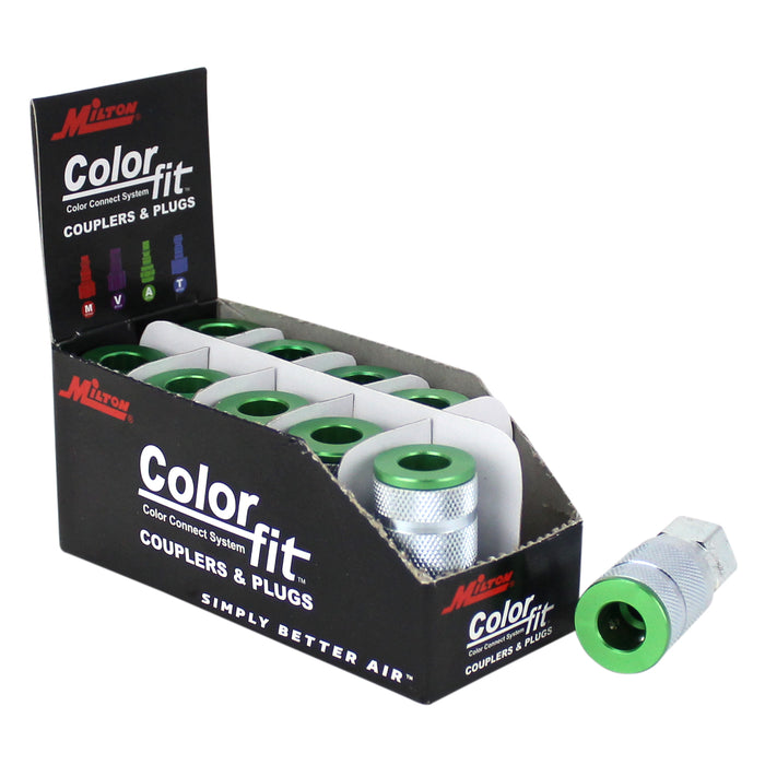 COLORFIT® Couplers (A-Style, Green) - 1/4" NPT Female (Box of 10)