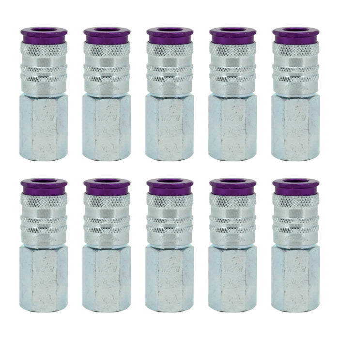COLORFIT® HIGHFLOWPRO® Couplers (V-Style, Purple) - 1/4" NPT (Box of 10)
