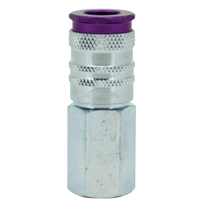 COLORFIT® HIGHFLOWPRO® Couplers (V-Style, Purple) - 1/4" NPT Female (Box of 10)